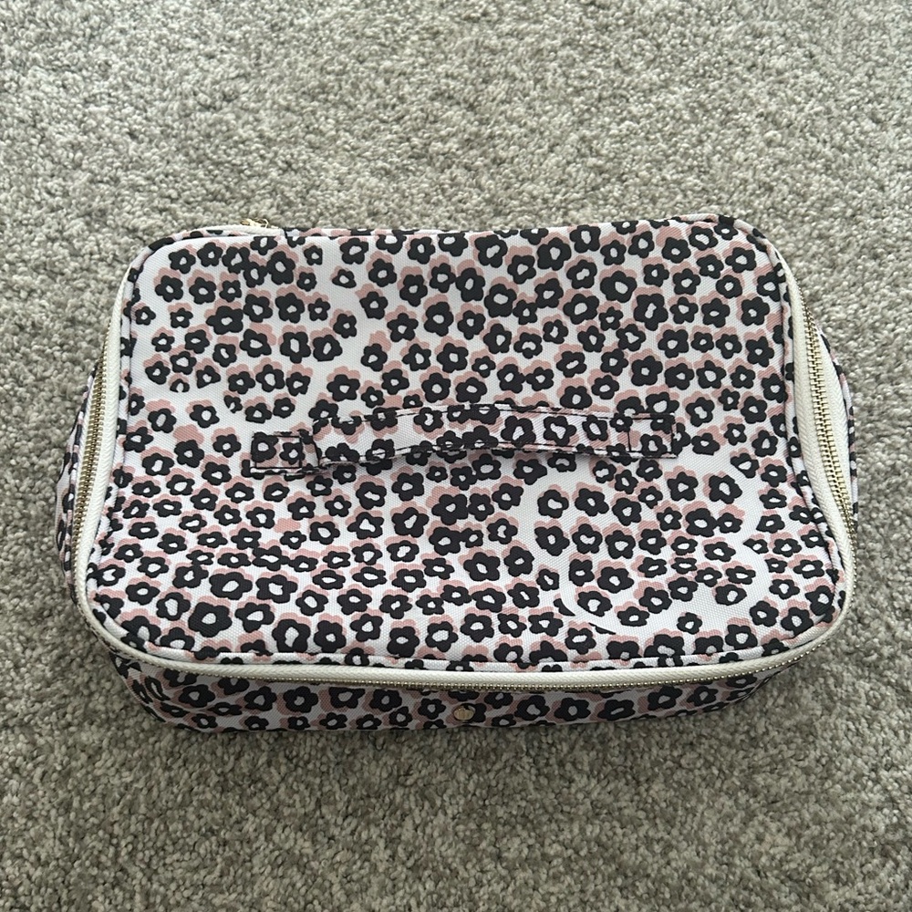 Kate Spade Pink and Black Floral Lines Travel Cosmetic Case
